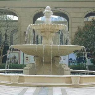 双鸭山 黄金麻花岗岩异型加工——户外庭院石雕流水喷泉