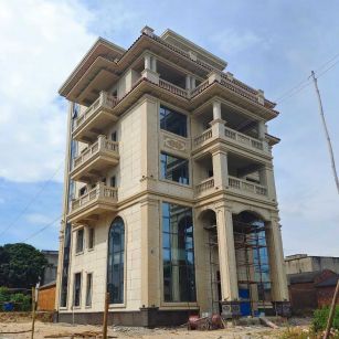 双鸭山 黄金麻花岗岩石材别墅外墙干挂搭配（雕花栏杆花瓶柱门楼罗马柱）