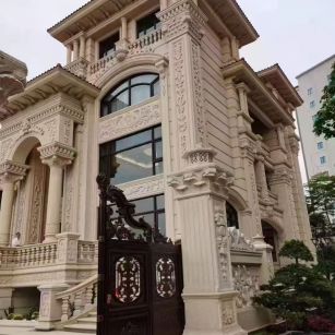 双鸭山 黄金麻花岗岩别墅外墙干挂效果展示