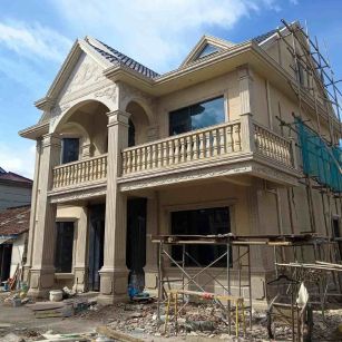 双鸭山 黄金麻花岗岩石材私人别墅雕花门楼柱阳台栏杆