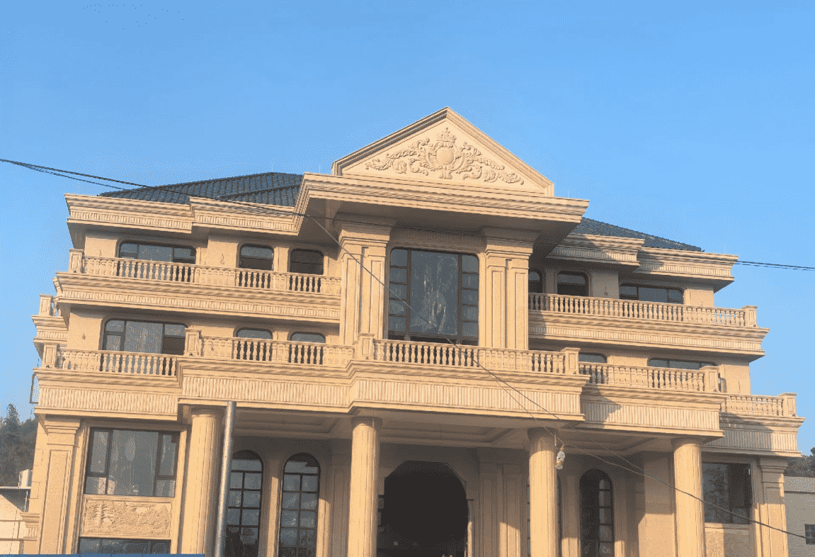 双鸭山黄金麻别墅外墙干挂石材效果示例