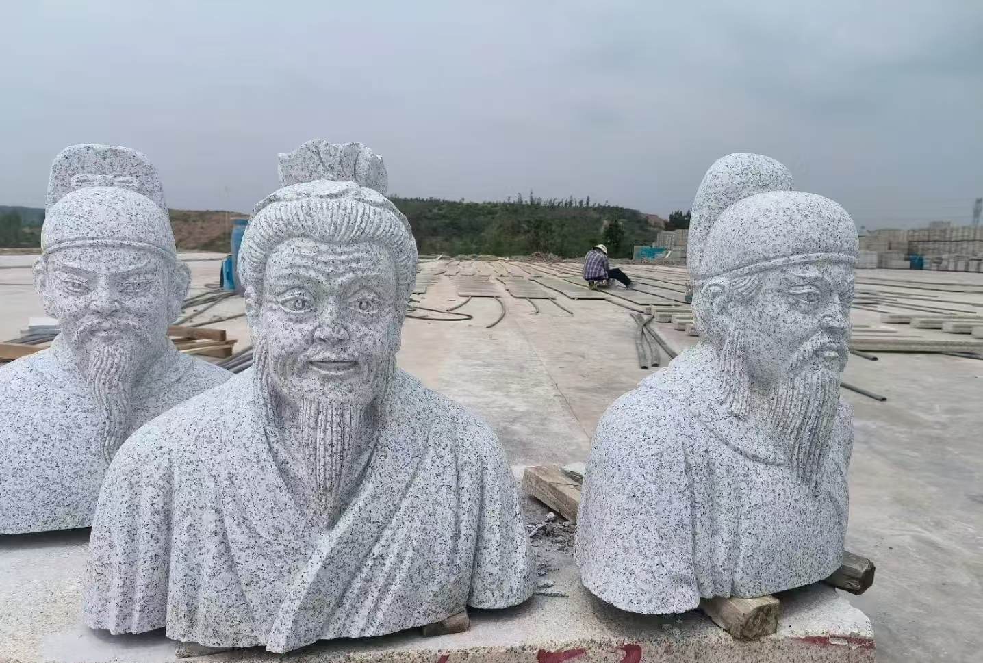 双鸭山 白麻花岗岩石材人物立体雕刻